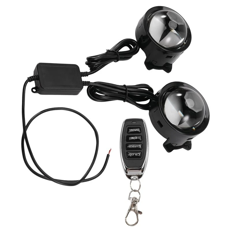 Universal 3 Inch LED Lens 12V Car Headlight Cool Lamp 33 Mode Remote Controller Devil' S Eyes Dynamic LED Ambient Light A