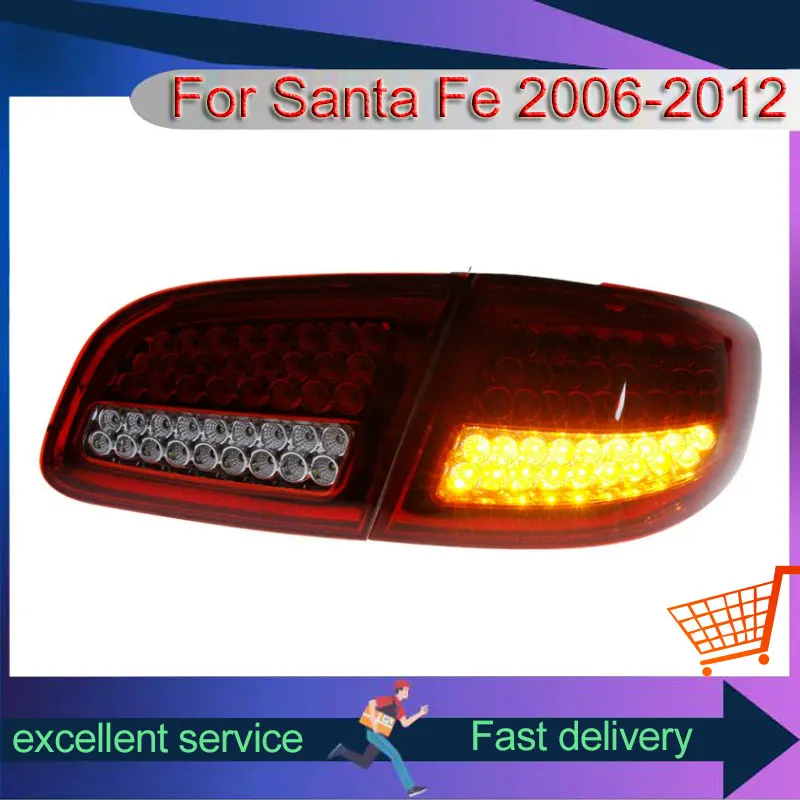 Car Taillight For Hyundai Old Santa Fe 2006-2012 Upgrade LED Daytime Running Brake Reverse Light Refit Assembly Auto Accessories