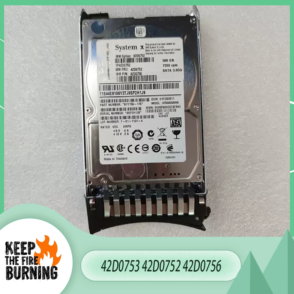 

For IBM 500G 7.2K SATA 2.5'' 42D0753 42D0752 42D0756 Server Hard Disk