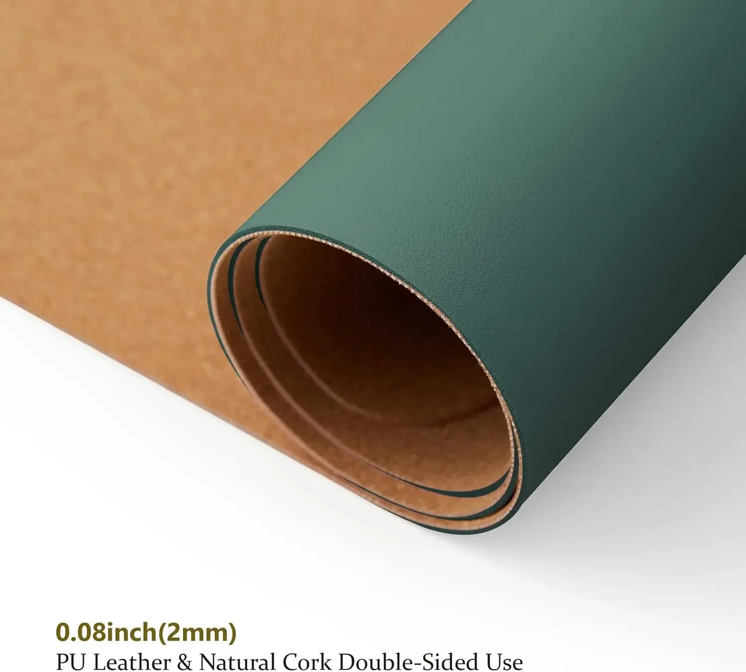 Cork Desk Mat Dual-Sided Desk Pad for Office Home - Large Mouse Pad Desk Protector with PU Leather and Cork (Dark Green - view 3