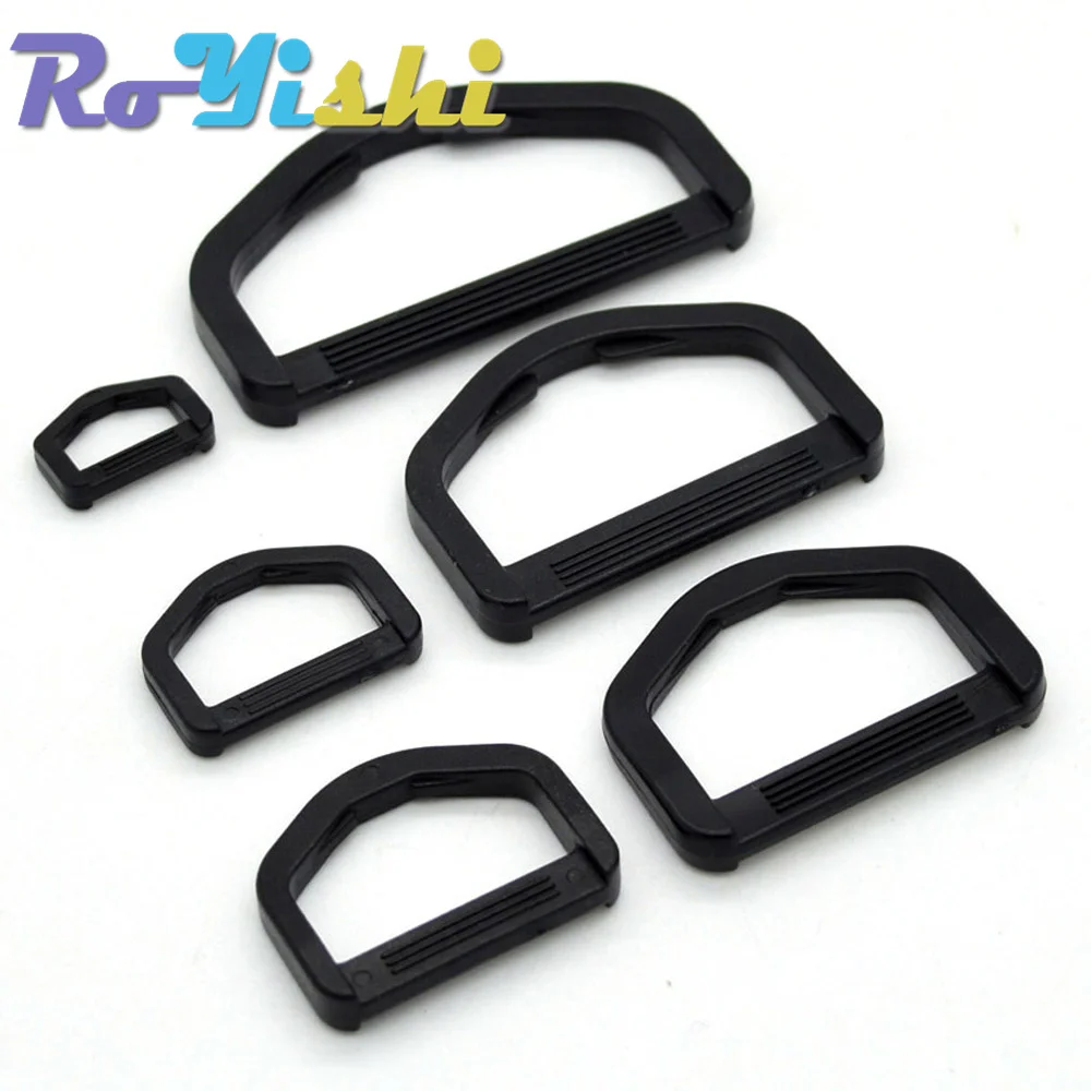 

10 Pcs/Pack Plastic D-Ring Webbing Strapping Leather Bag Shirt Craft Black