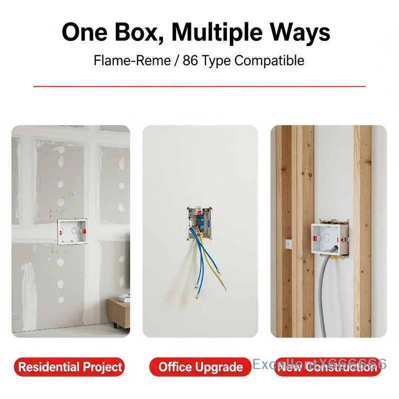 PVC Thickened Universal Back Box Flame Retardant 1/2Pcs 86/146 Type Flush Mount for Smart Switch Installation