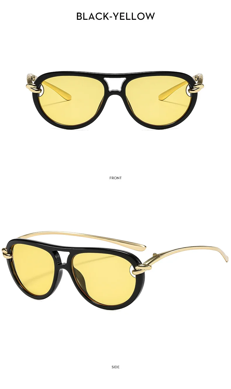 Mode Knoten Doppel Strahl Pilot Sonnenbrille Luxus Marke frauen Personalisierte Sonnenbrille Outdoor Straße Casual Einfache Sonnenbrille – Detail 19