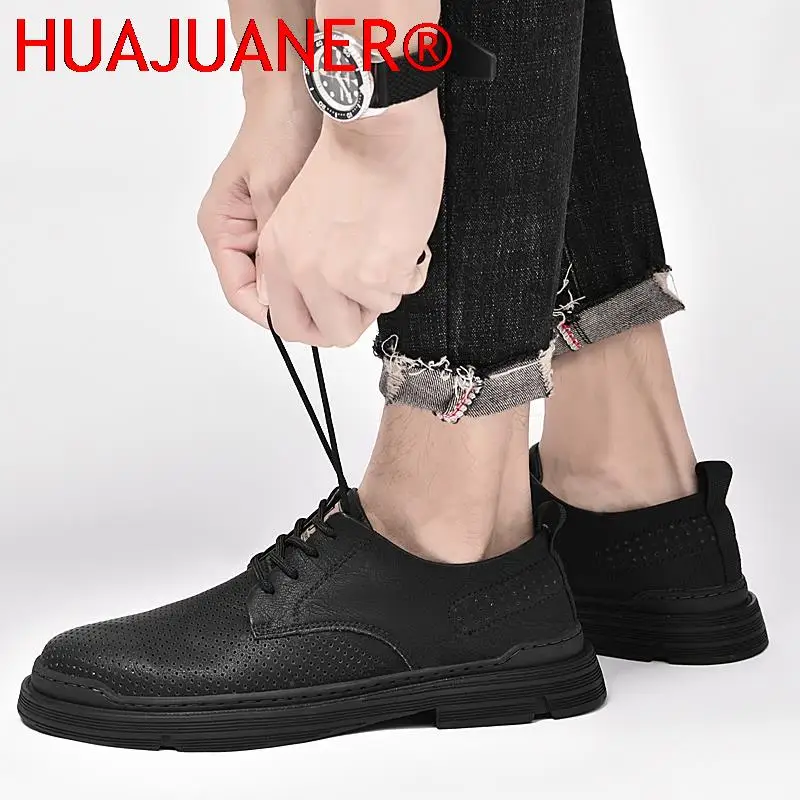2025 recém masculino verão oxford sapatos de couro genuíno homem macio casual rendas sólido recorte sapatos formal verão oxfords