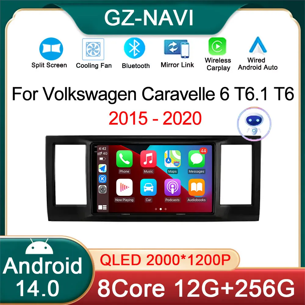 

Android 14 Carplay Auto For Volkswagen Caravelle 6 T6.1 T6 2015 - 2020 AI Voice Car Radio Multimedia Player Navigation GPS