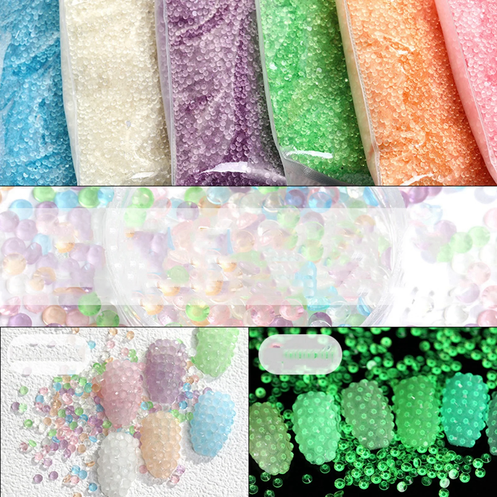 

10,000pcs 3mm SS10 Glow in the Dark Flatback Resin Round Rhinestones Nail Art