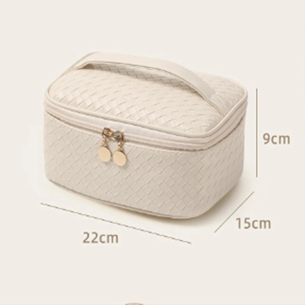 Large Capacity Travel Cosmetic Bag - Makeup Bag, PU Leather Waterproof Cosmetic Bag, Women Portable Travel Makeup Bag With Handl