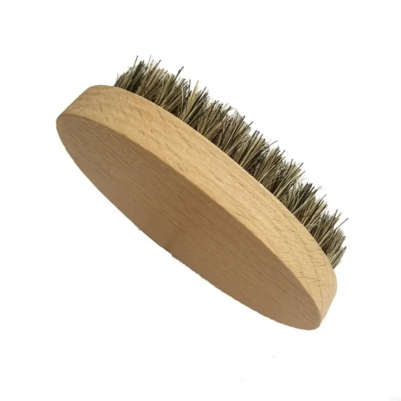 U0DE OVAL Men Brush Brush สำหรับขนบนใบหน้านุ่มนวลหมูป่าแปรงไม้ที่จับไม้เคราแปรงสำหรับการนวดใบหน้า