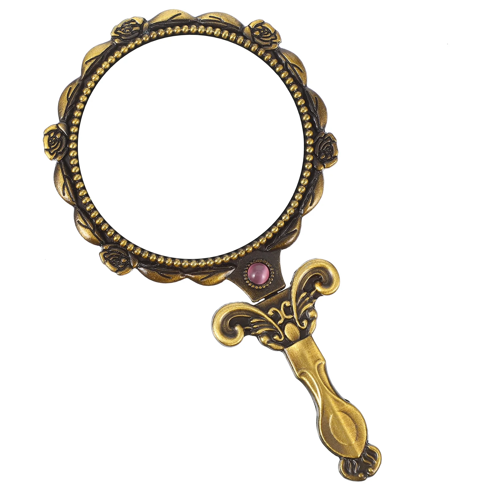 Portable Foldable Makeup Mirror Vintage Style Compact Hand Mirror Lightweight Travel Essential for Women Girls Gift