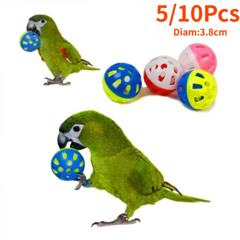 

5/10pcs Pet Cat Kitten Play Balls with Jingle Bell, Hollow Rolling Bell Ball Pet Bird Toy Chase Rattle Toy, Random Color