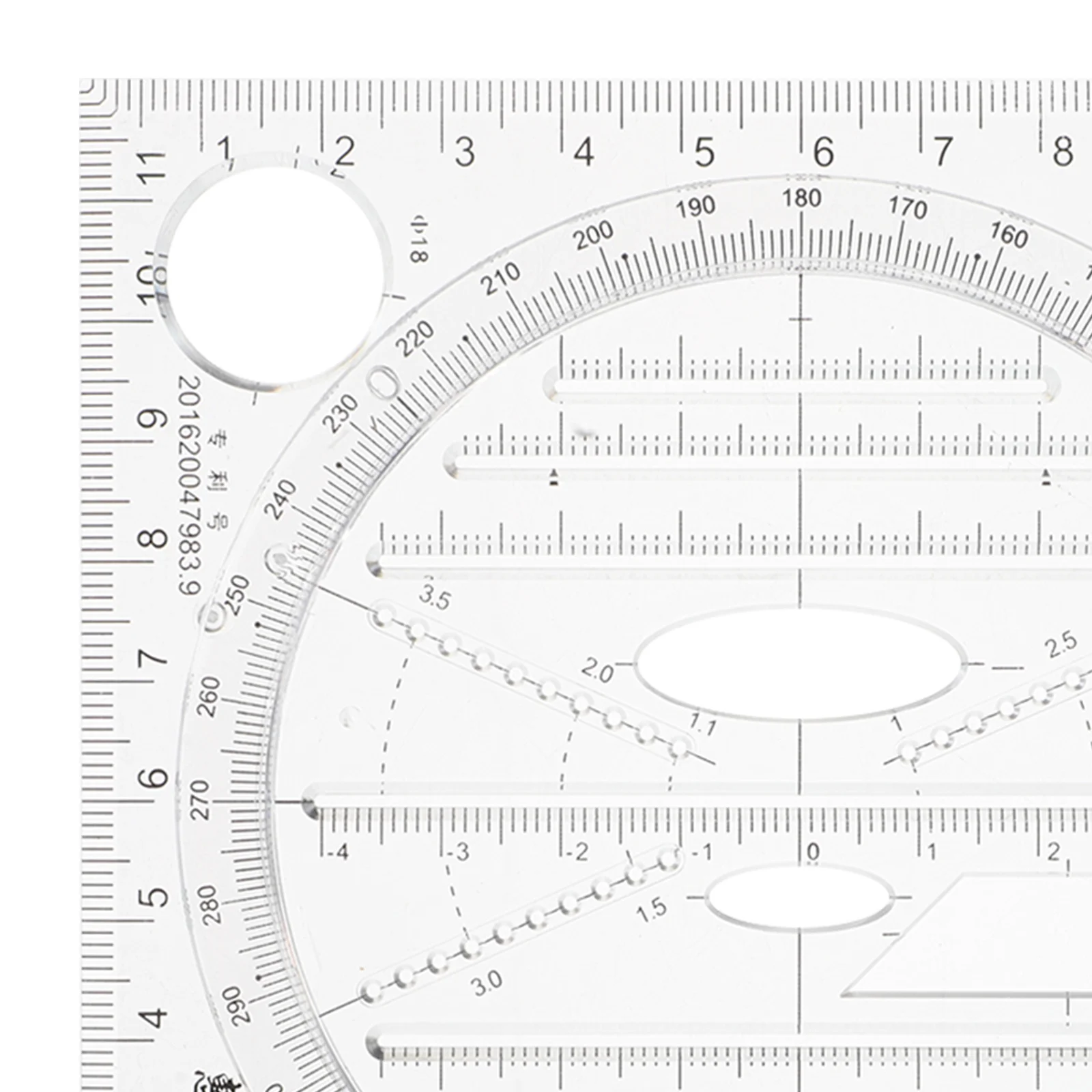 Geometric Drawing Template Plastic Circle Stencil 360° Angle Measurement Multi-Functional Ruler For Drafting Architecture