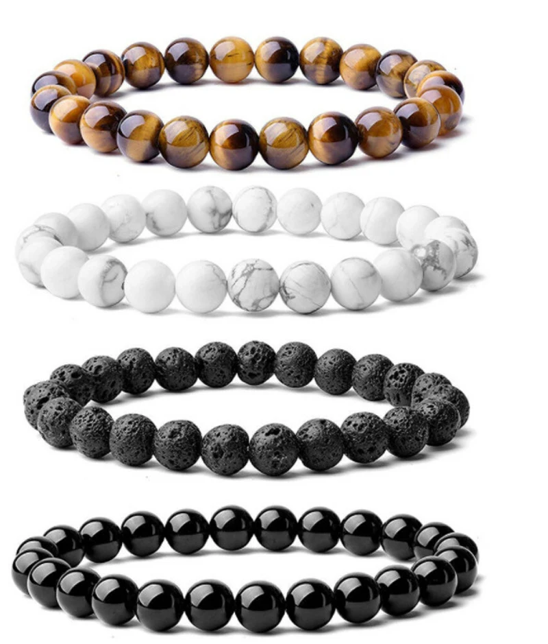 Obsidian-Armband für Männer und Frauen, Paar, Studenten, personalisierter Handschmuck, Perlen, Tigerauge, Vulkanstein-Armband