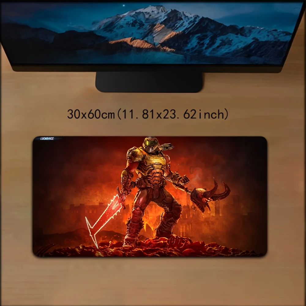 لوحة ماوس ألعاب كبيرة من DOOM S-Slayer، حصيرة مكتب مطاطية كبيرة جدًا مضادة للانزلاق للكمبيوتر الشخصي ولوحات المفاتيح الميكانيكية - 30 × 60 سم / 30 × 70 سم / 30 #5