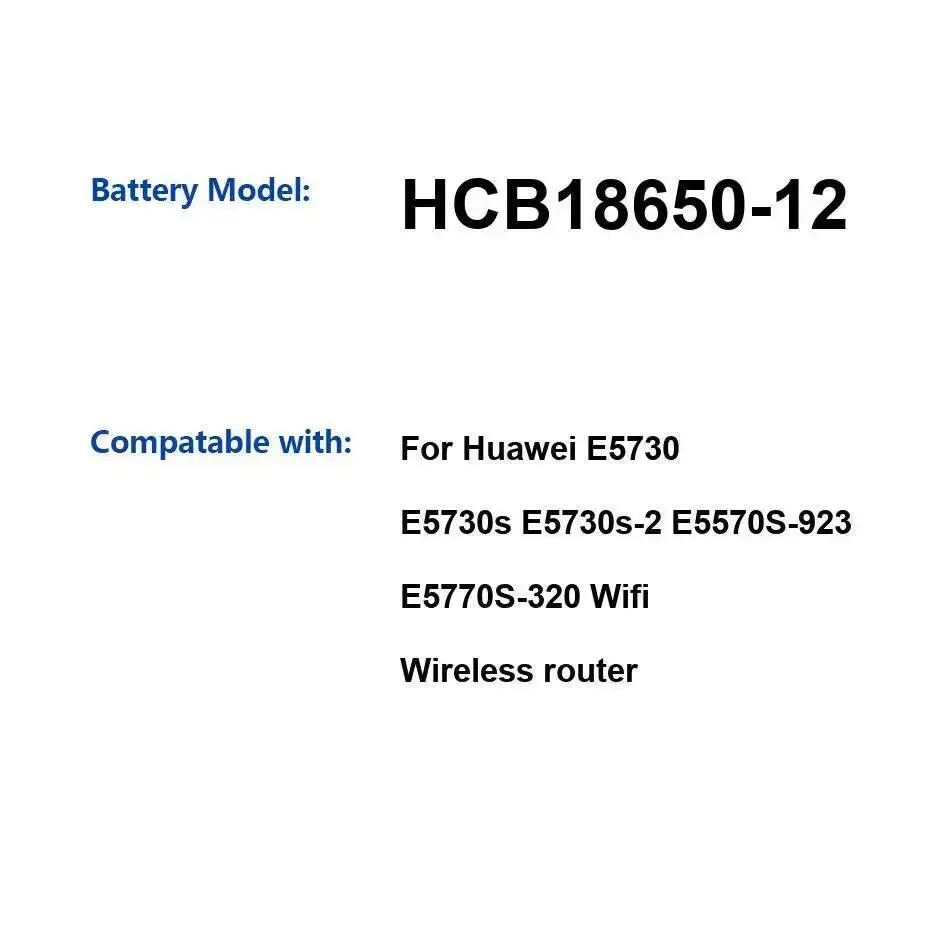 Аккумулятор для беспроводного маршрутизатора 5000 мАч HCB18650-12 для Huawei E5730 E5730s E5730s-2 E5570S-923 E5770S-320 Wi-Fi Safe