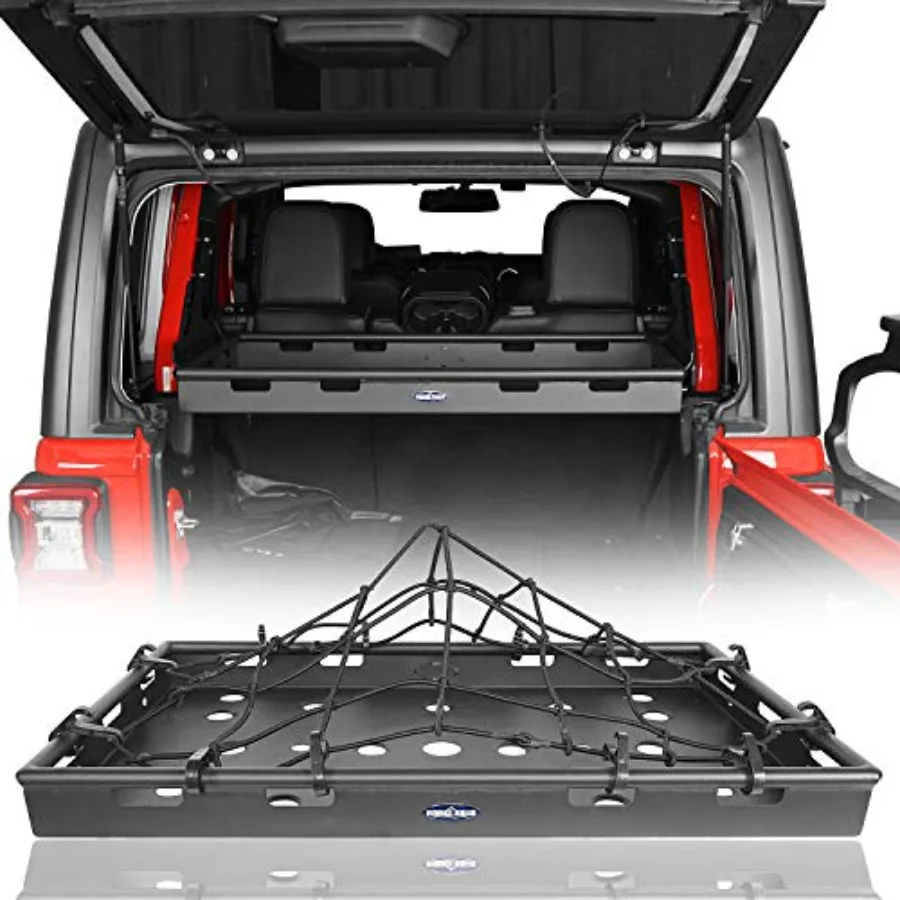 

Багажная полка-корзина JLU для заднего багажника для Jeep Wrangler JL Unlimited 4-дверный хардтоп 2018-2026 с электроприводом крыши One-Touch Power Top