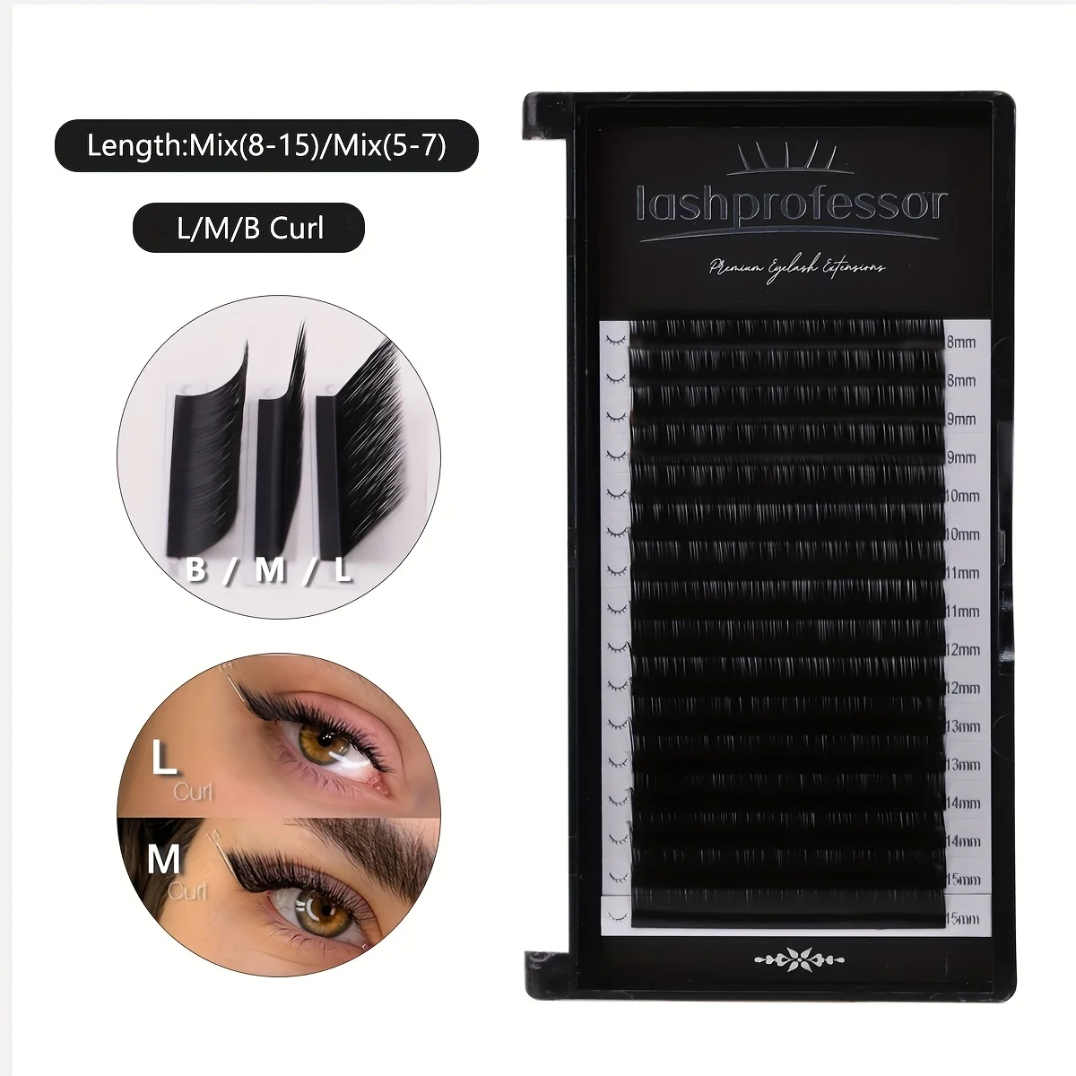 

Lashprofessor Soft Natural Volume Cashmere Matte Black Lashes Trays B/L/M Curl 5-15mm Korean PBT Individual Eyelashes Extension
