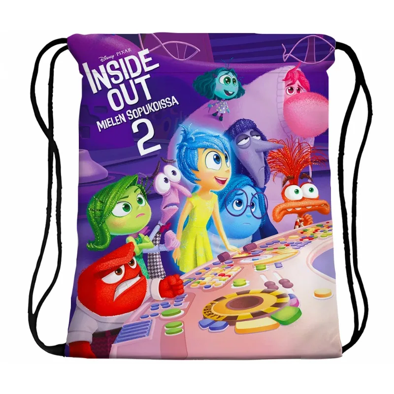 Disney Inside Out 2 Draw String Backpack Kids Anime Cute Drawstring Bag Children Casual Accessories Cartoon Cute Storage Pouch