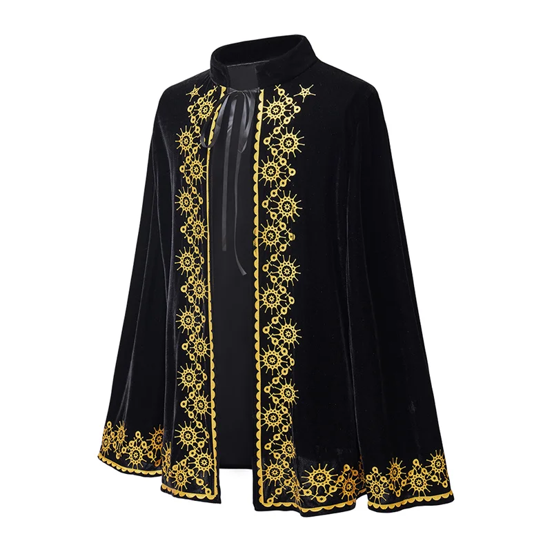 Medieval Cloak  Golden Velvet Renaissance Pirate Vampire Gothic Cosplay  Cape  Halloween Carnival Party