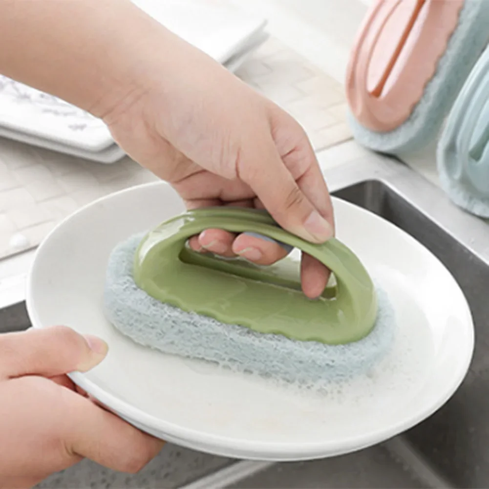 

Kitchen Cleaning Bathroom Toilet Kitchen Glass Wall Cleaning Bath Sponge Brush Handle Bath Bottom Bathtub Ceramic Cleaning Tools