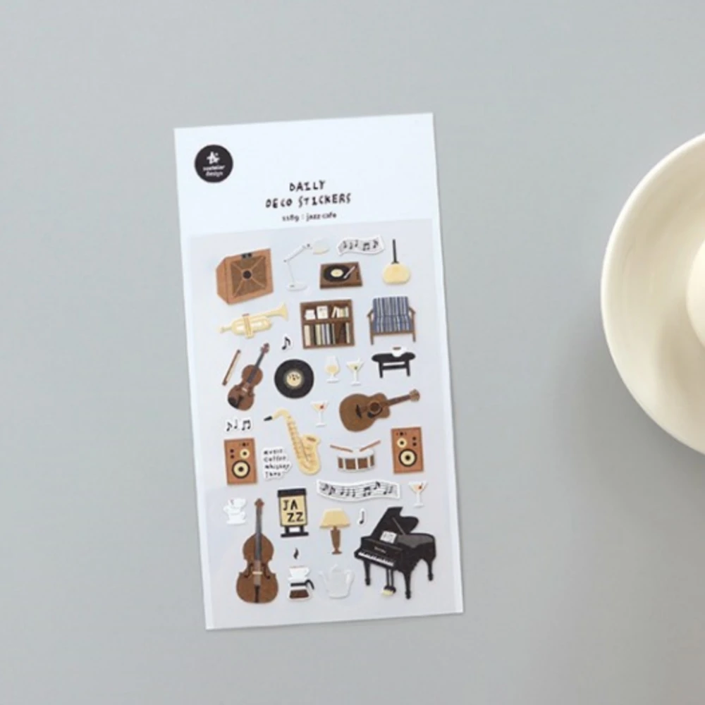 Korean Import Original Suatelier Music Cafe Guitar Stickers Scrapbooking Diy Journal Art Decor Supplies Stationery Sticker 1189