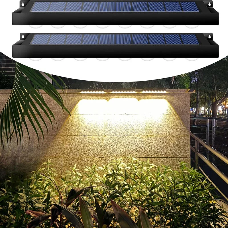 Luz Solar de pared para exteriores, lámpara impermeable IP54 para valla, foco ultra fuerte, iluminación para valla de jardín o pared Exterior, 2 uds.
