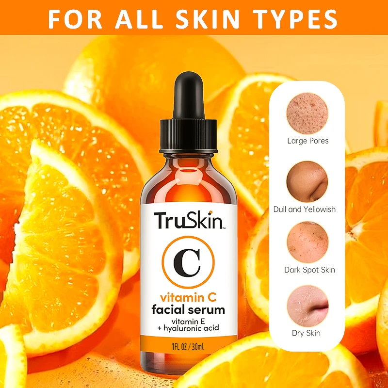 TruSkin Vitamin C Serum เซรั่มบํารุงผิวหน้าต่อต้านริ้วรอยพร้อมวิตามินซีกรดไฮยาลูโรนิกวิตามินอี More Brightening Serum จุดด่างดําผิว