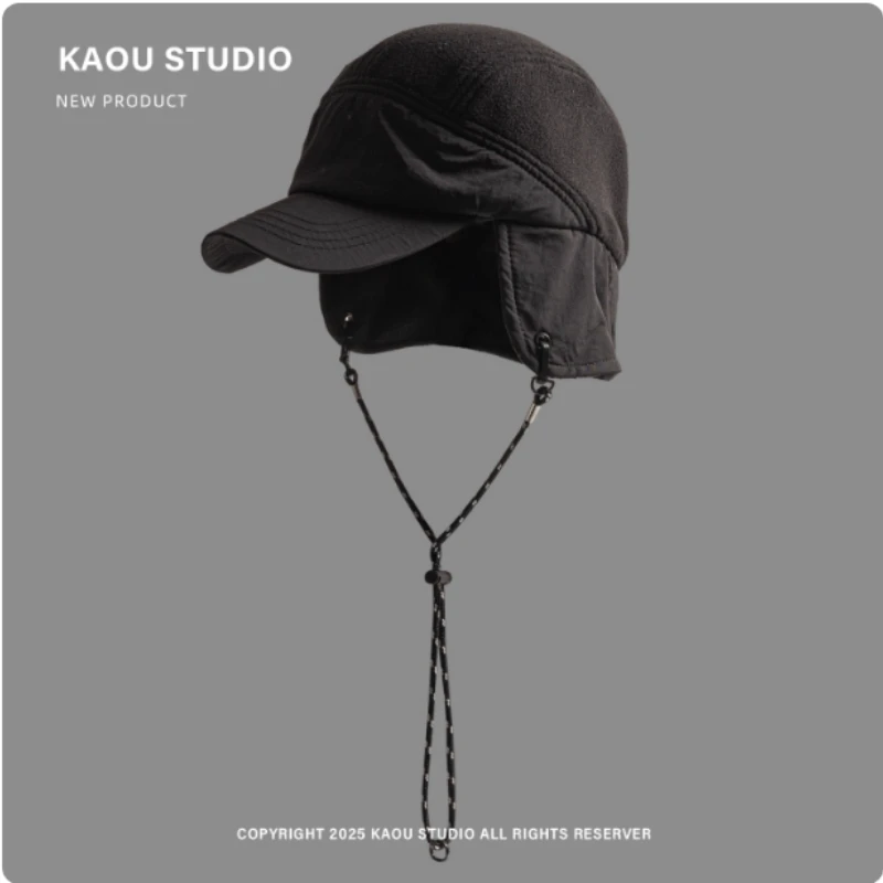 

Корейская нишевая пятипанельная уличная ветрозащитная летная шапка для защиты ушей на зиму для мужчин и женщин, теплые флисовые универсальные шапки-бомберы