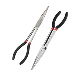 1Pcs Long Nose Pliers Carbon Steel Non-slip Straight Plier 45/90 Degree Bent Nose Pliers For Machinist Engineer Hand Tools