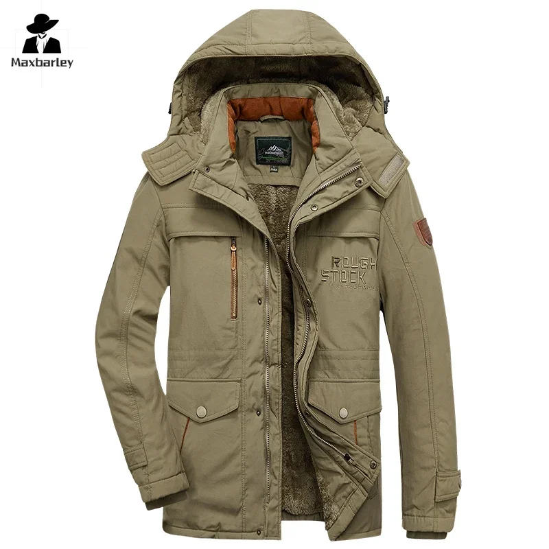 Chaqueta de invierno para hombre, Parka cálida a prueba de viento con forro polar grueso para nieve, abrigo informal de algodón con capucha para acampar y cazar, 2024