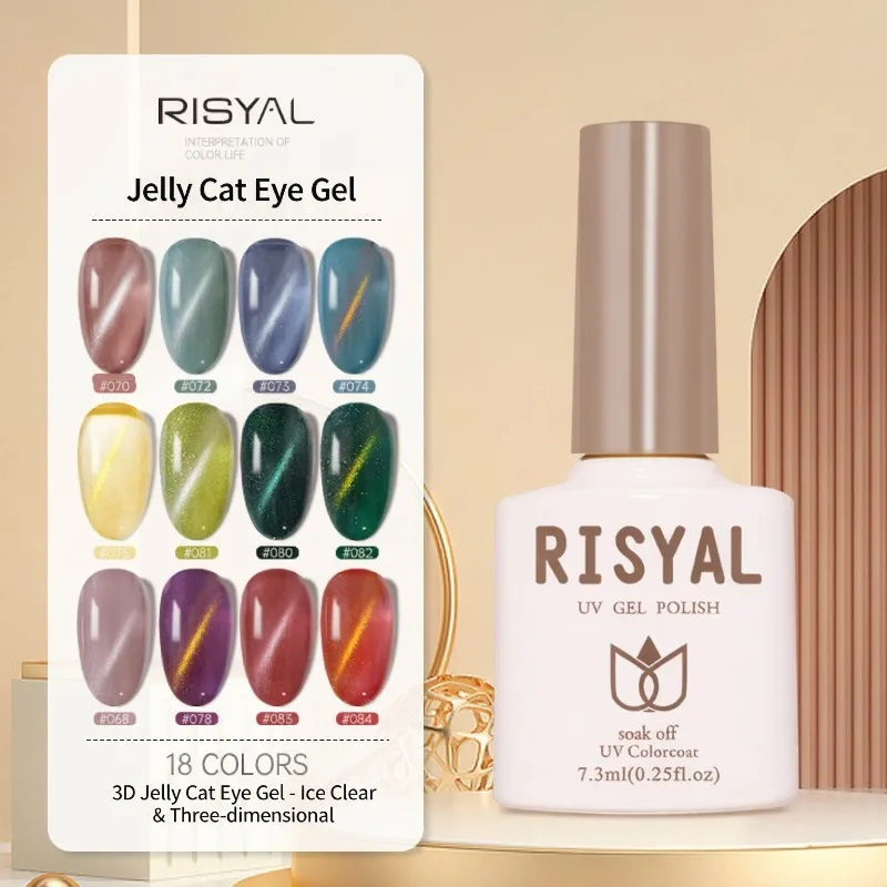 Jelly Cat Eye UV Gel Nail Polish 18 Colors 3D Translucent Glass Magnetic Effect Soak Off 7ml Nail Art Manicure Salon Home DIY