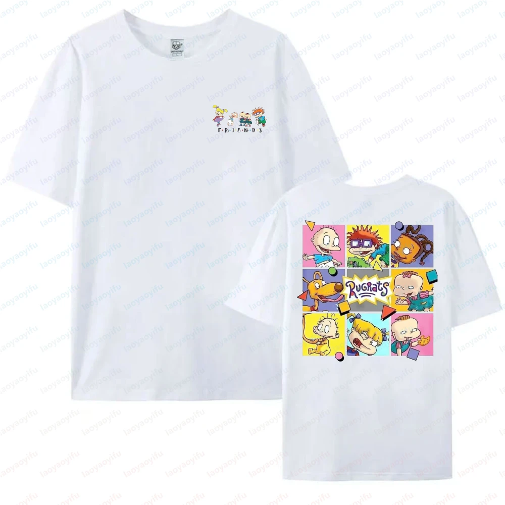 90er-Jahre-Nostalgie-T-Shirt mit Rugrats-Aufdruck für Erwachsene, kurzärmeliges Baumwoll-T-Shirt mit O-Ausschnitt, lässige Streetwear, doppelseitige grafische Mode-Tops – Detail 9