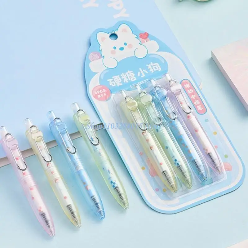 

R6FF 4 шт./лот, гелевая ручка с щелчком, 0,5 мм, темные чернила, быстросохнущая технология, офисные инструменты