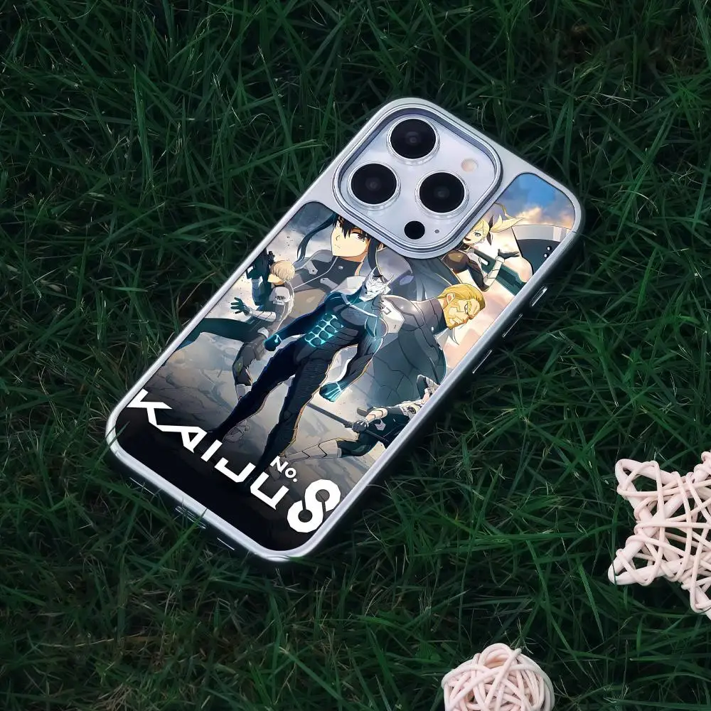 K-Kaiju Anime No. 8 Phone Case For iPhone 17 16 15 14 13 12 Pro Max Plus HD Metal Frame Carbon Fiber Hard Shell view 2