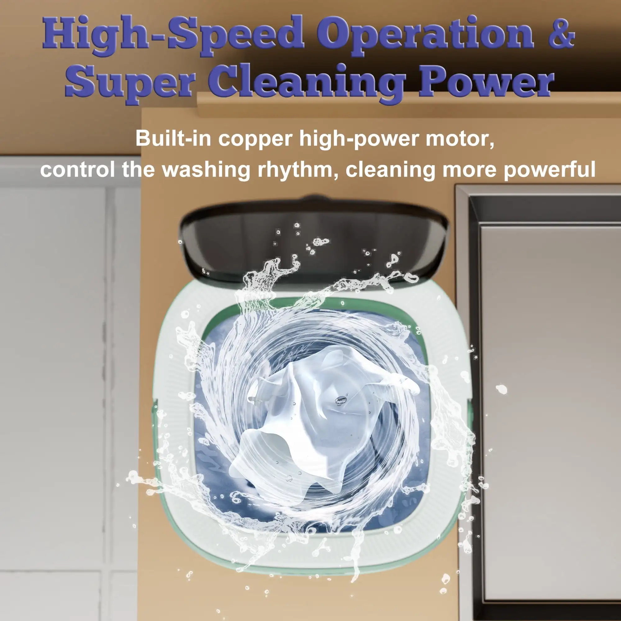 غسالة بنتانتان المحمولة سعة 12 لتر، غسالة صغيرة قابلة للطي للشقة، RV، السفر، أخضر