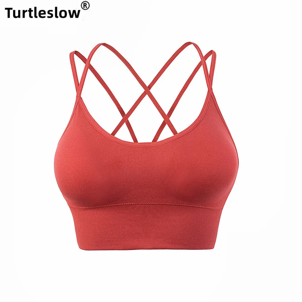 

Thin Strap Cross Back Yoga Sports Bra Quick Dried Shockproof Running Fitness Sports Bra European and American Large Size Bras