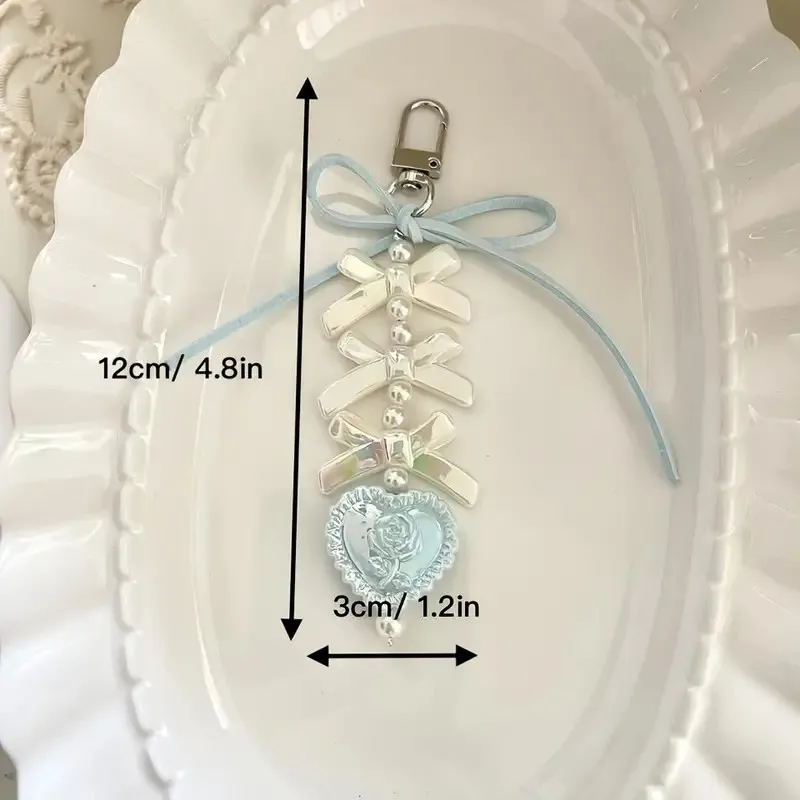 1 قطعة Ins الكورية لطيف القلب القوس مطرز الهاتف الحبل Kawaii فتاة جراب هاتف CCD قلادة الديكور مفتاح سلسلة ظهره حزام سحر #6