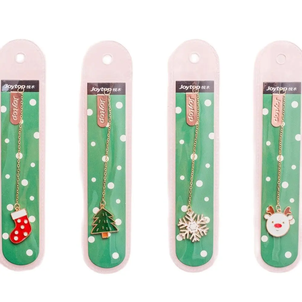 

4 шт./компл. Kawaii с Рождеством металлический кулон закладка держатель для книг открытка подарок канцелярские принадлежности