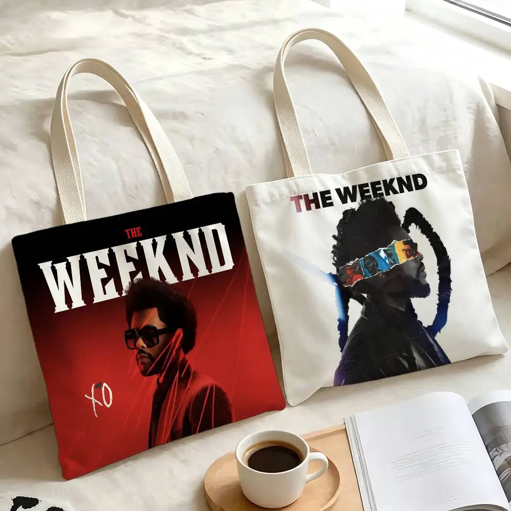 Singer T-The W-Weeknd Storage Bags Double-Sided Print Large Tote Bag Durable Beach Picnic Foldable Gift Eco