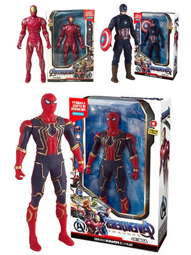 Marvel Actionfiguren 17 cm Leuchtende Spiderman Captain America Ironman Hulk Anime Sammlermodell Heimdekoration Geschenk
