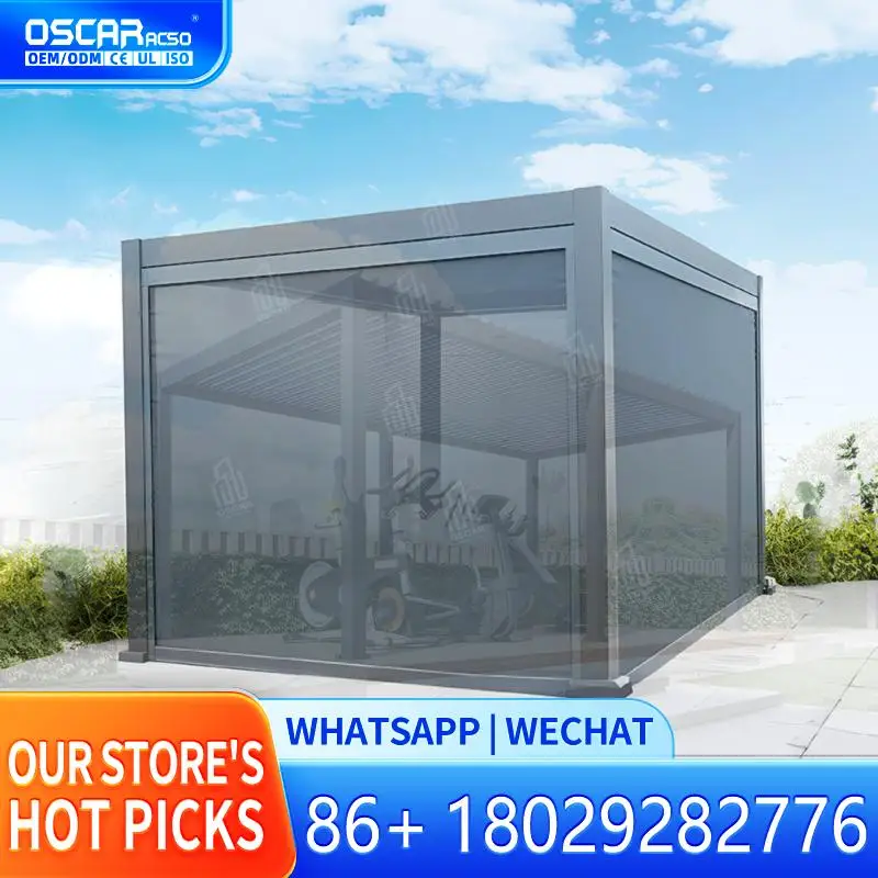Retractable Motorized Aluminum Louvered Roof with Dimmable RGB Lighting Luxury Pergola System for Garden Patio Backyard pergola