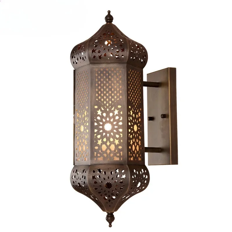 Hollow luminous wall lamp Morocco South East Asia Western style wall Hotel rooms Restaurant aisle Copper wall