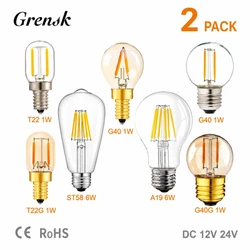 Ampoule LED E27 12V 24V A19 ST58 6W E27 Led lumière du jour blanche T22 G40 basse tension 1W E12 E14 Led lampe RV Locomotive lumière de salle