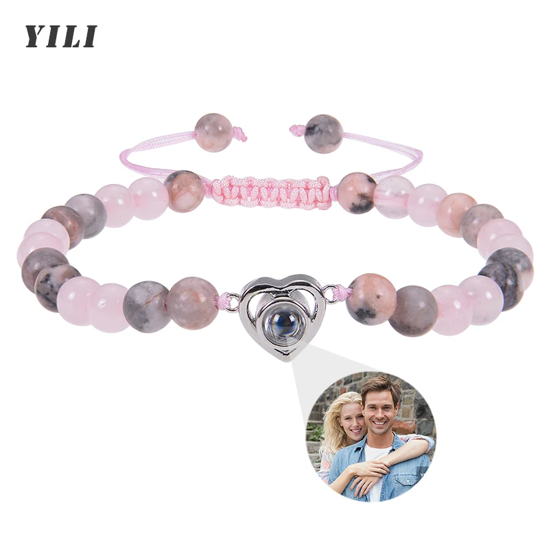 

Custom Picture Bracelet Personalized Photo Projection Bracelet Zebra Crystal Beads Stone Bracelet Customized Gifts for Women