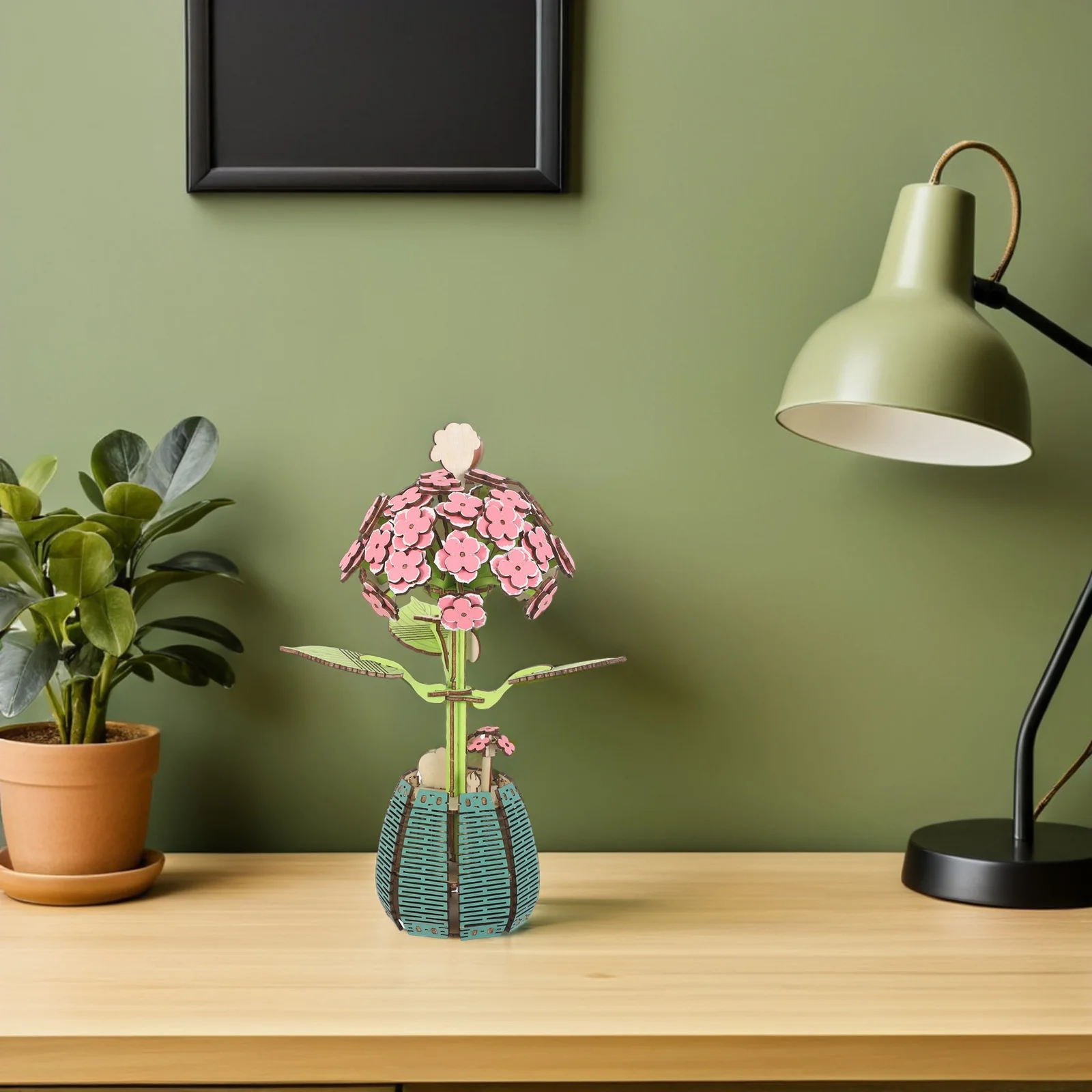 

1Set Wooden Hydrangea Flower Bouquet Puzzle DIY Desktop Floral Decor Natural Wood Plant Assembly Kit Long-Lasting Table Display