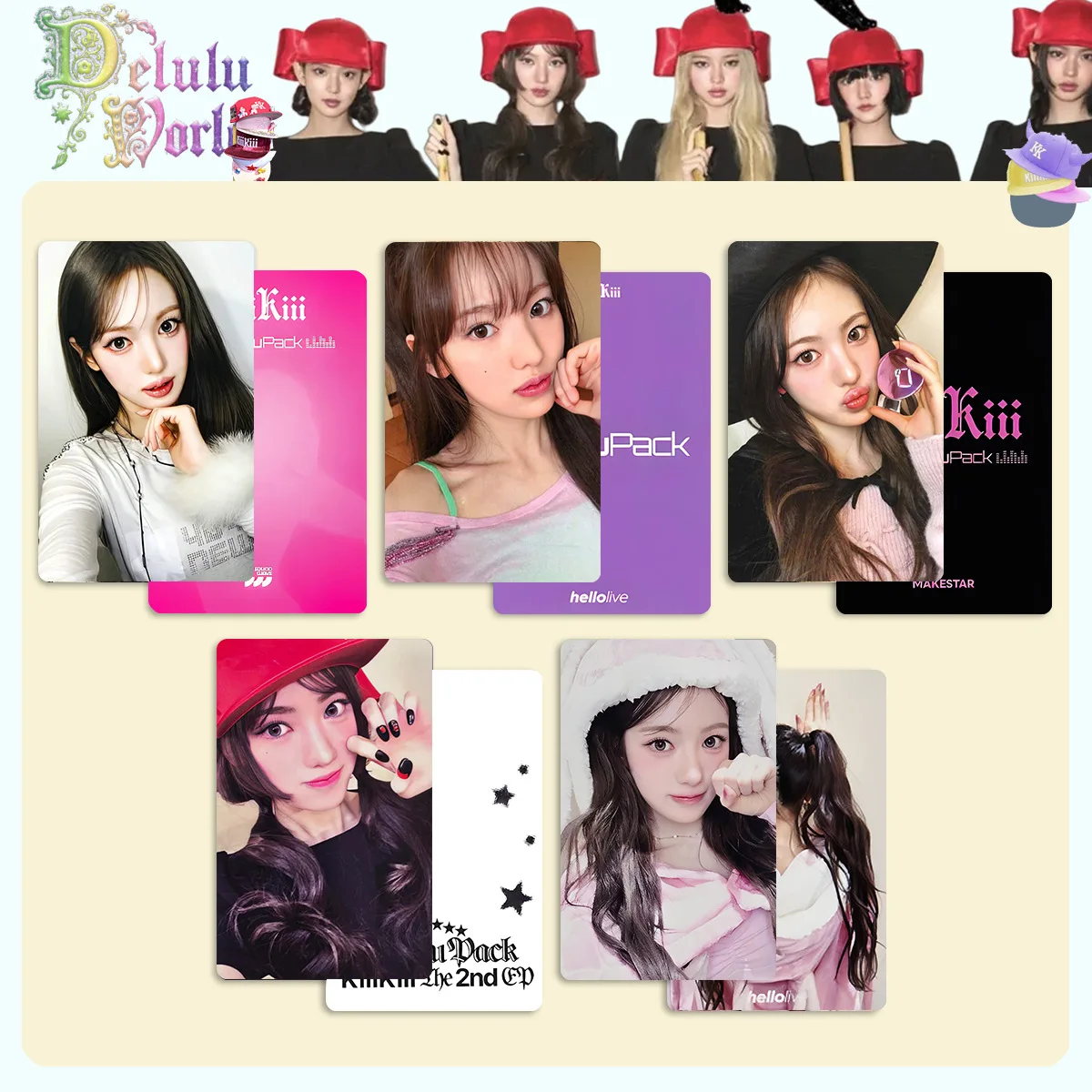5Pcs/Set Idol Girls KIIIKIII New Album HD Printed Photos Holographic Card Postcard JIYU LEESOL SUI HAUM KYA Fan Collect Gift ﻿