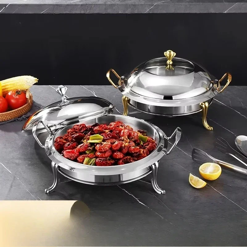 Portable stainless steel crown-shaped thermal insulation hot pot visible lid self-service alcohol stove hotel soup cooking