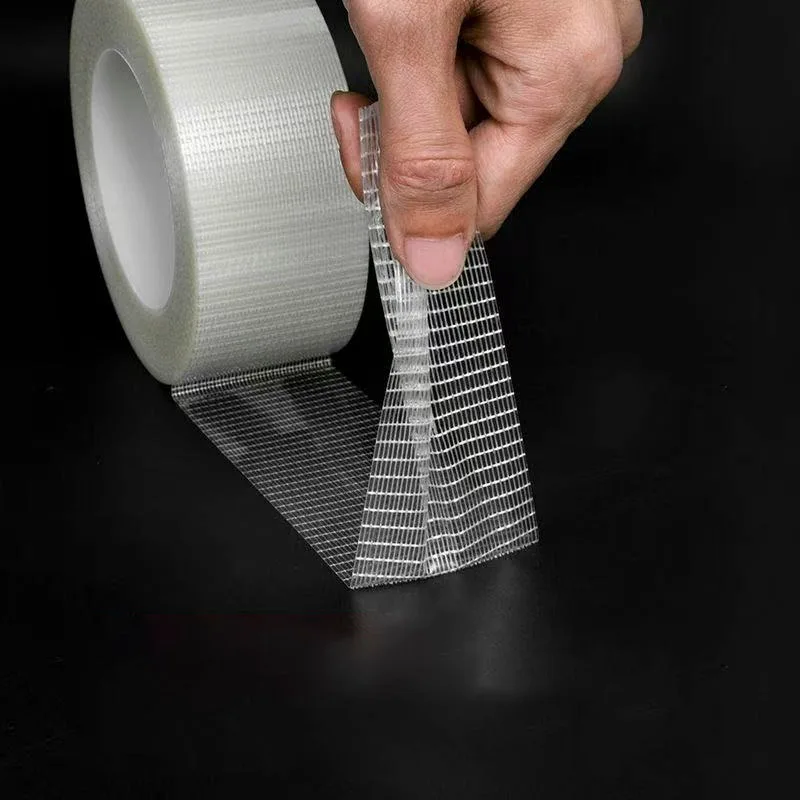 Heavy Duty Fiberglass Reinforced Filament Tape Transparent Single Side Glass Fiber Tape Industrial Bundling Fix Tape