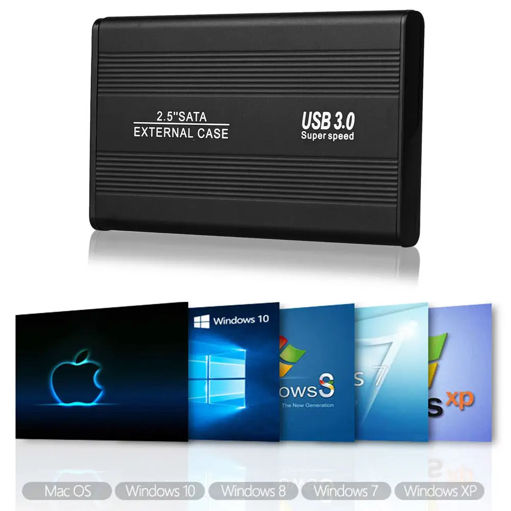 

External Backup Hard Drive Case USB 3.0 Enclosure for 2.5" Portable HDD Sata SSD for Computer Laptop