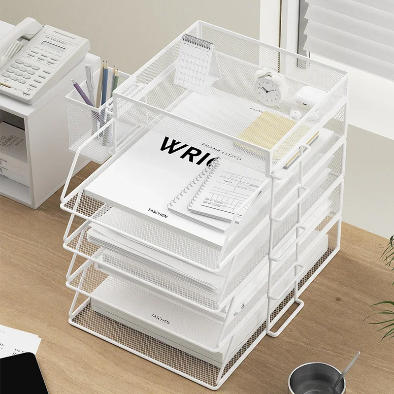 Office File Box Desktop A4 Document Organizer Stackable Laminated Papers Rack All-purpose Bathroom Storage Tray for Home