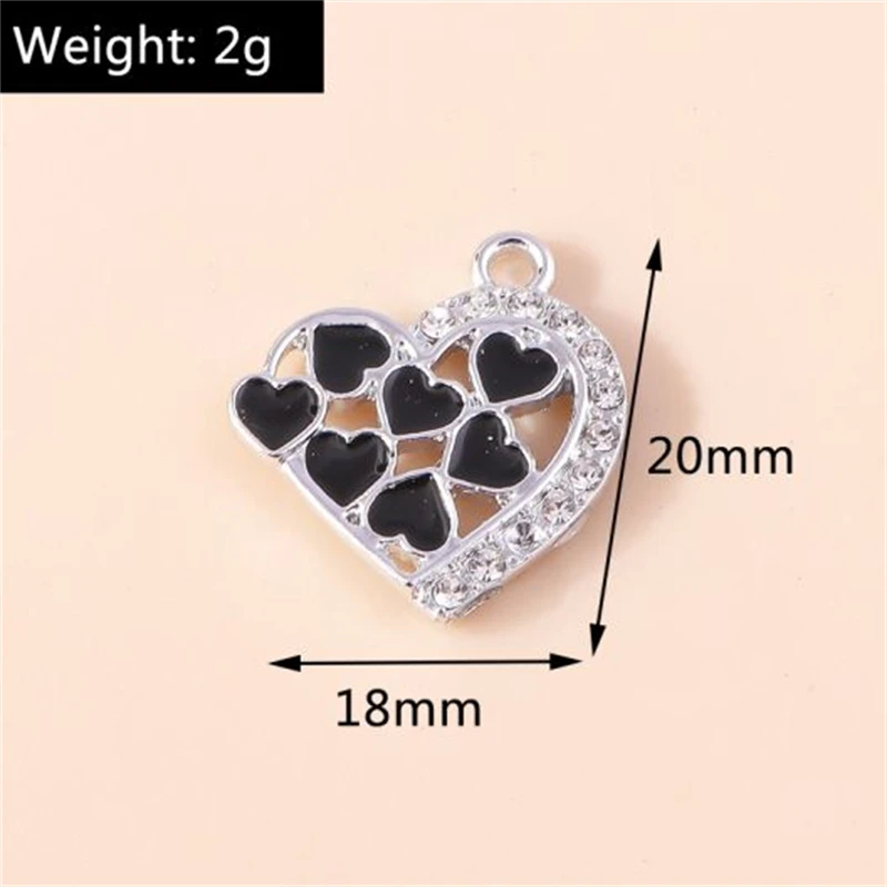 20 Stück niedliche Mini-Kristall-Metall-Herzanhänger für die Schmuckherstellung, Ohrringe, Halsketten, Armbänder, DIY-Bastelzubehör – Detail 5